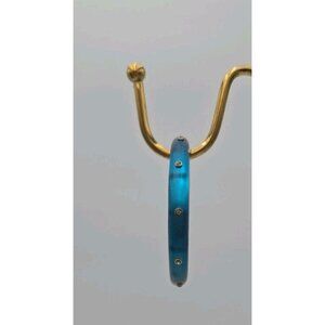 Alexis Bittar Lucite Crystal Bangle Teal Blue Missing Stone Magnetic Bracelet